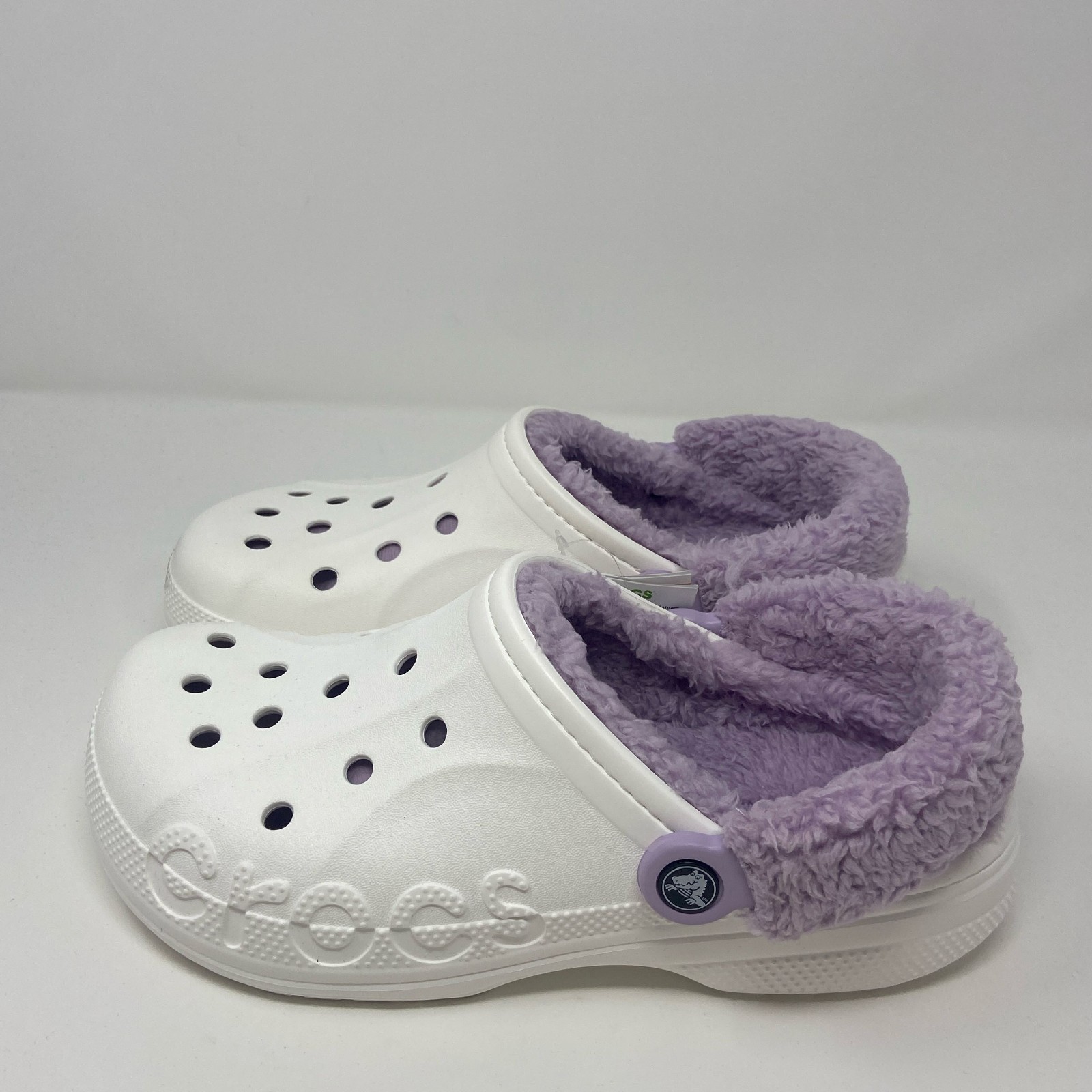 Crocs Baya Lined Fuzz Strap White/Lavender M8/W10