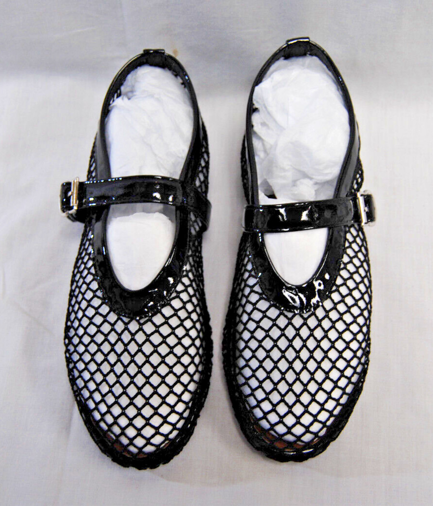 Divanne Women’s Black Mesh Flat Ballerina Mary Jane Shoes New T2355