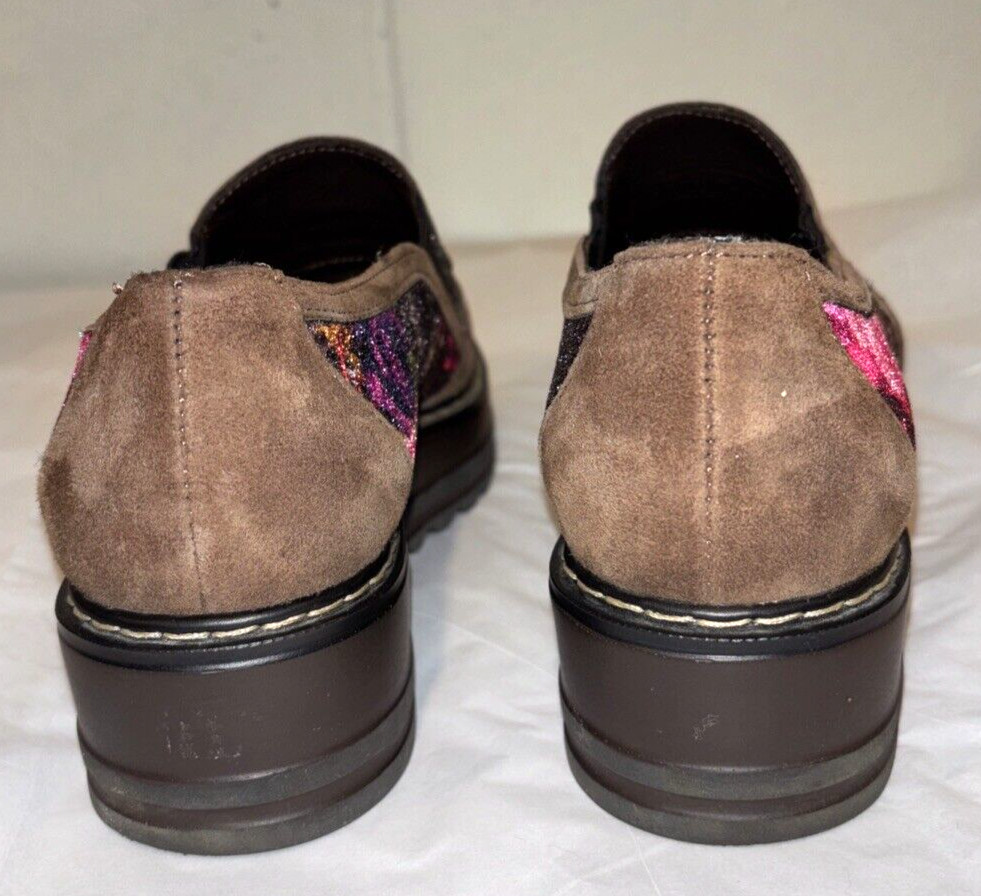 Summit By White Mountain Womens Leather Platform Loafers Pink Red Floral Size 6