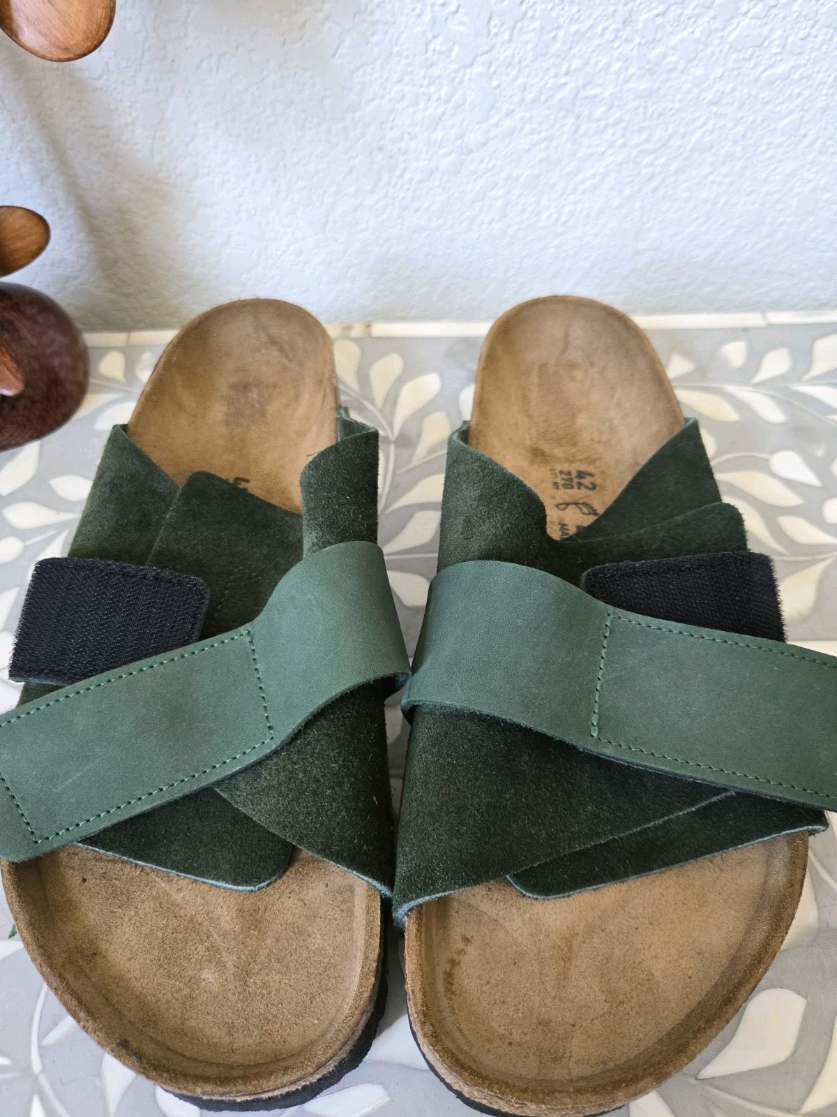 New Birkenstock Kyoto Thyme Nubuck/Suede Leather Adjustable Medium Width Sz 42