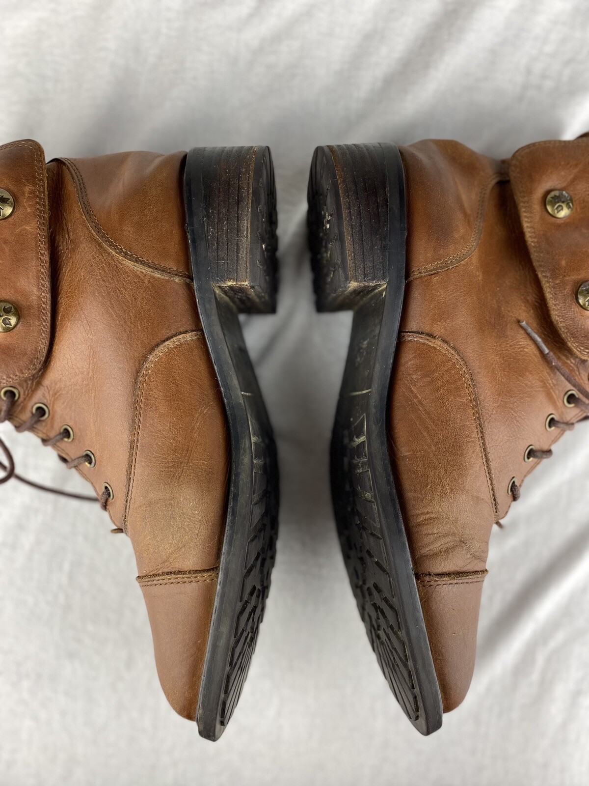 Patricia Nash Womens Lia Fold Over Lace-Up Combat Boot Brown Leather Size 10 Y2K