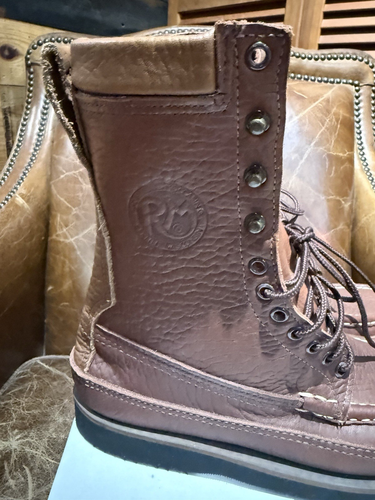 Russell Women’s Moccasin Boot Size 7 C Brown Leather Lace Up