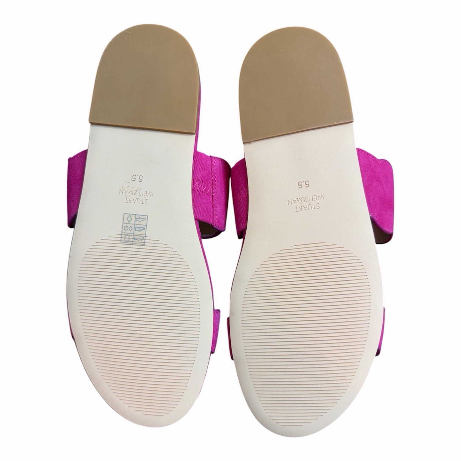 Stuart Weitzman Suede Slide Sandals Scalloped Strap Pink US 5.5 EU 36 NEW IN BOX