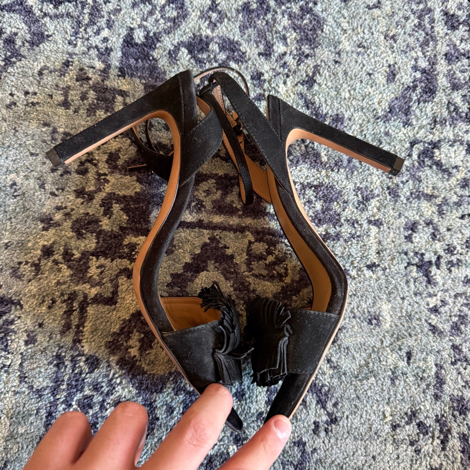 Banana Republic Black Honeysuckle Fringe Open Toe Heels Summer Going Out Preppy