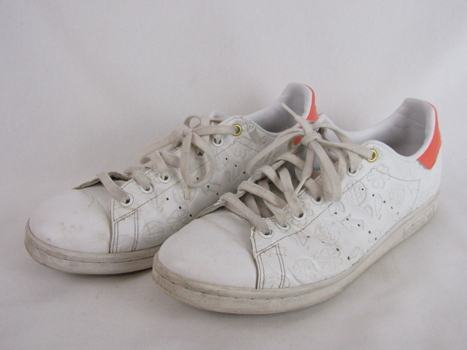 Womens Adidas Stan Smith Embossed Graphics Shoes-Size 11-White/Semi Coral-FX5677