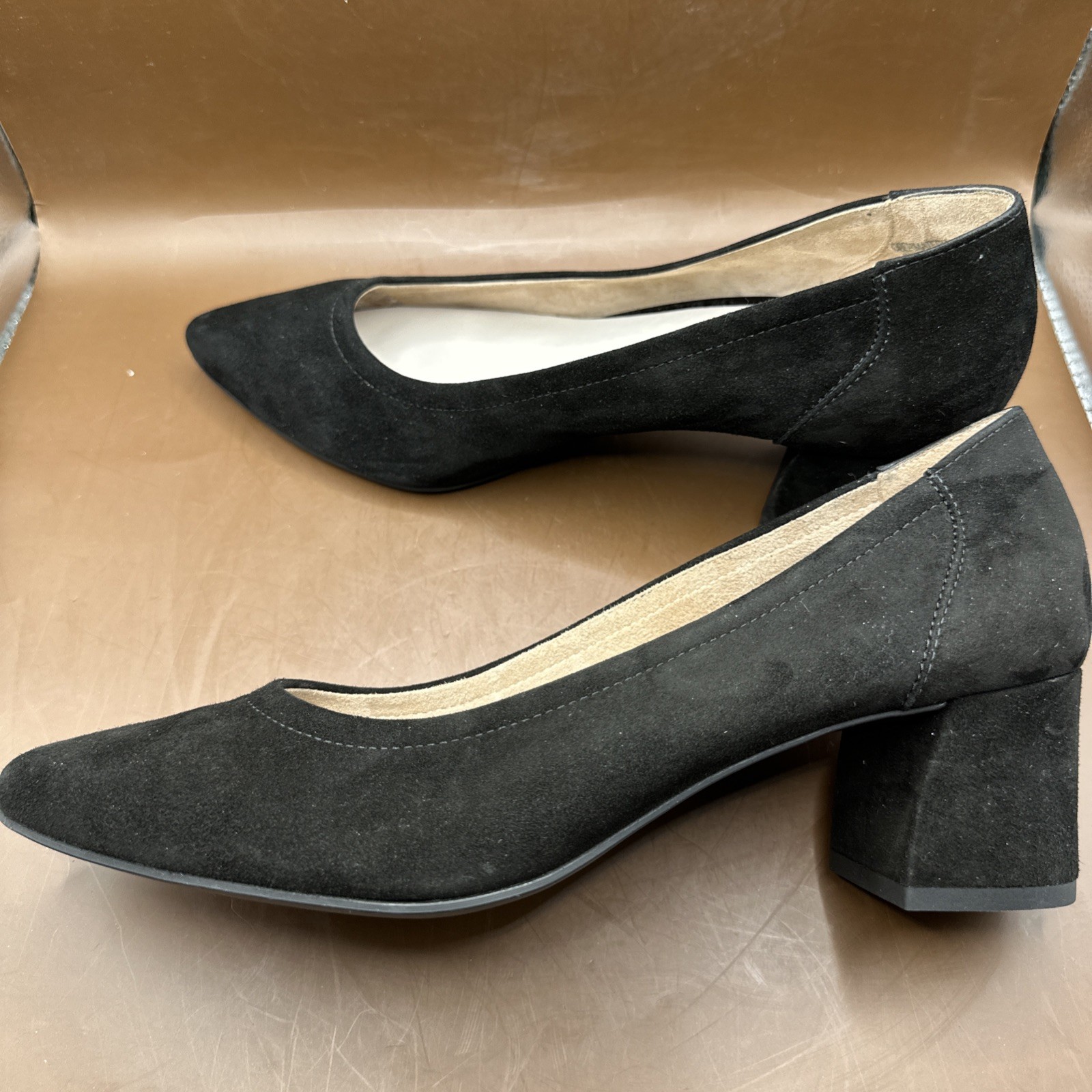 PAUL GREEN BLACK SUEDE PUMP AUSTRIA SZ 5 1/2 US SZ 8 EXCELLENT CONDITION