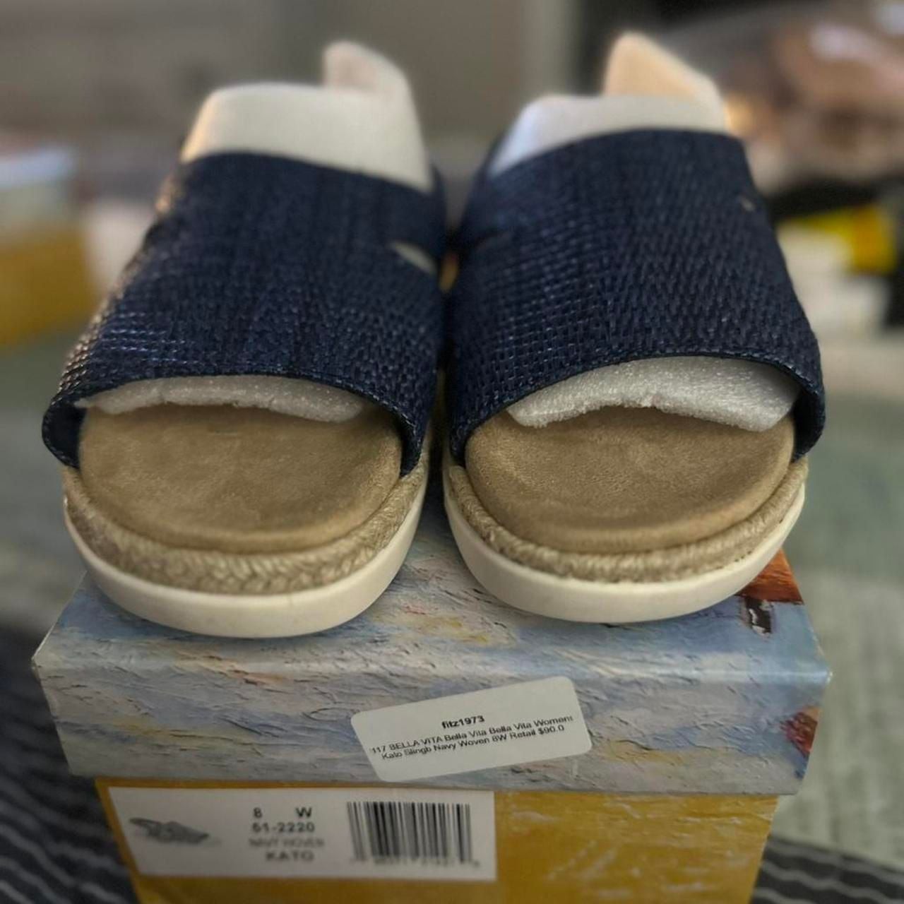 Bella Vita Kato Navy Woven Slingback Sandals