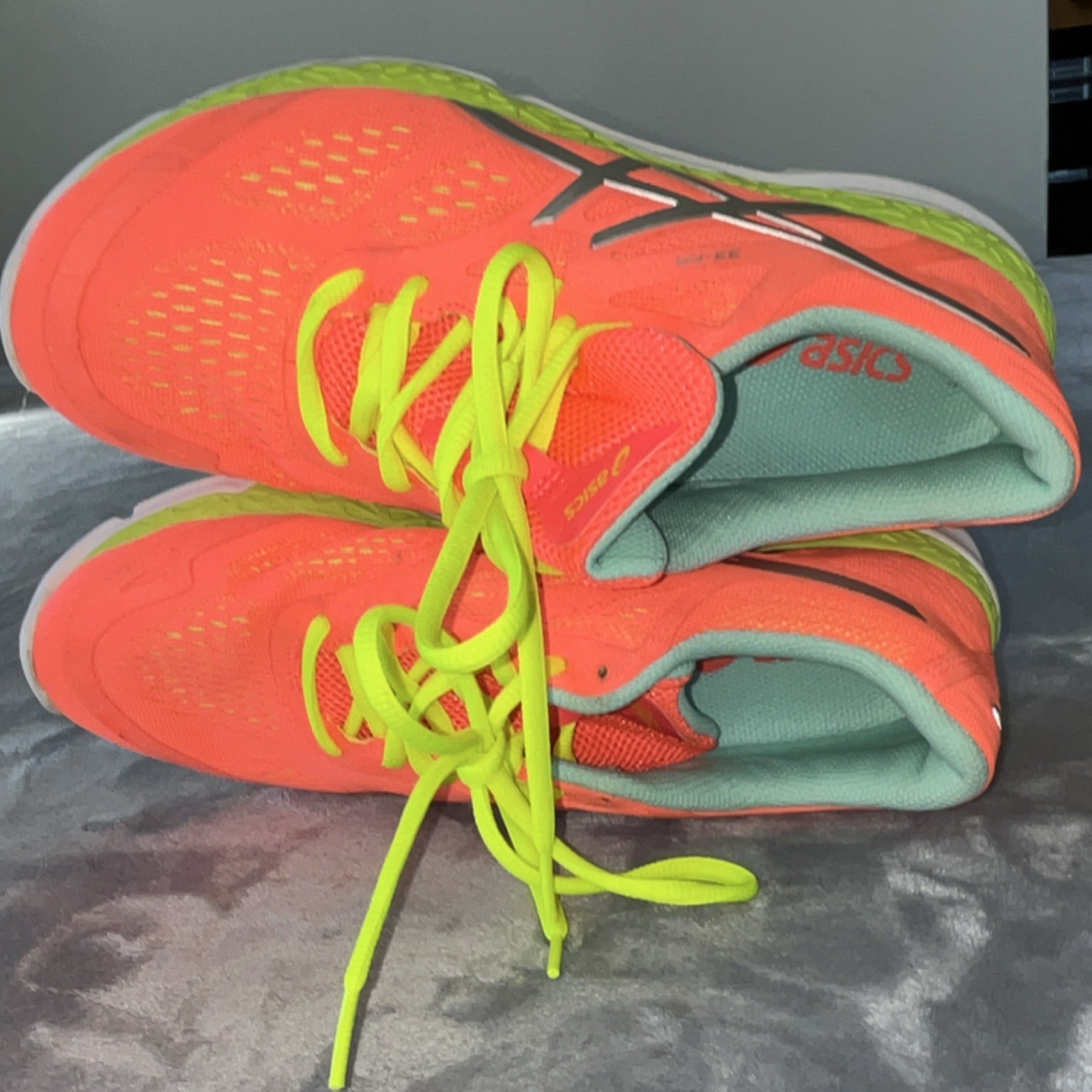ASICS T583N Women’s Low Top Lace-Up Sneakers Mesh Synthetic Orange Multi size 8