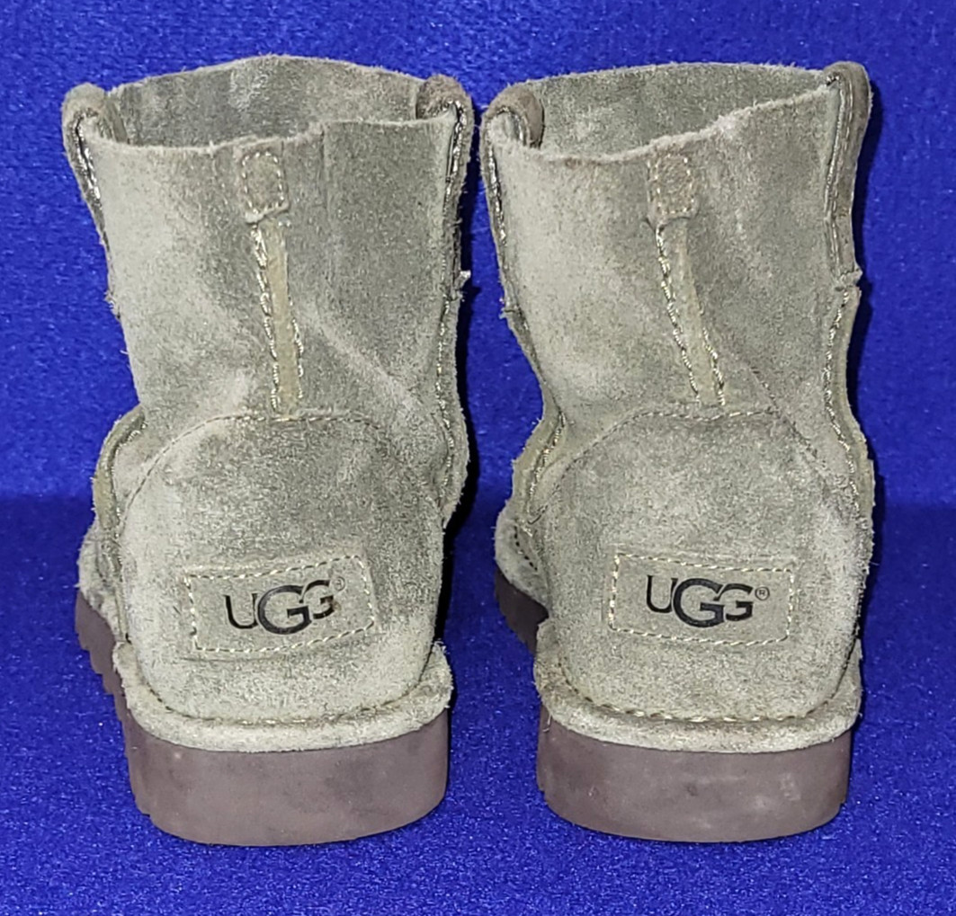 UGG AUSTRALIA Classic Unlined Mini GRAY Suede Leather PULL-ON Winter Boots Sz 6