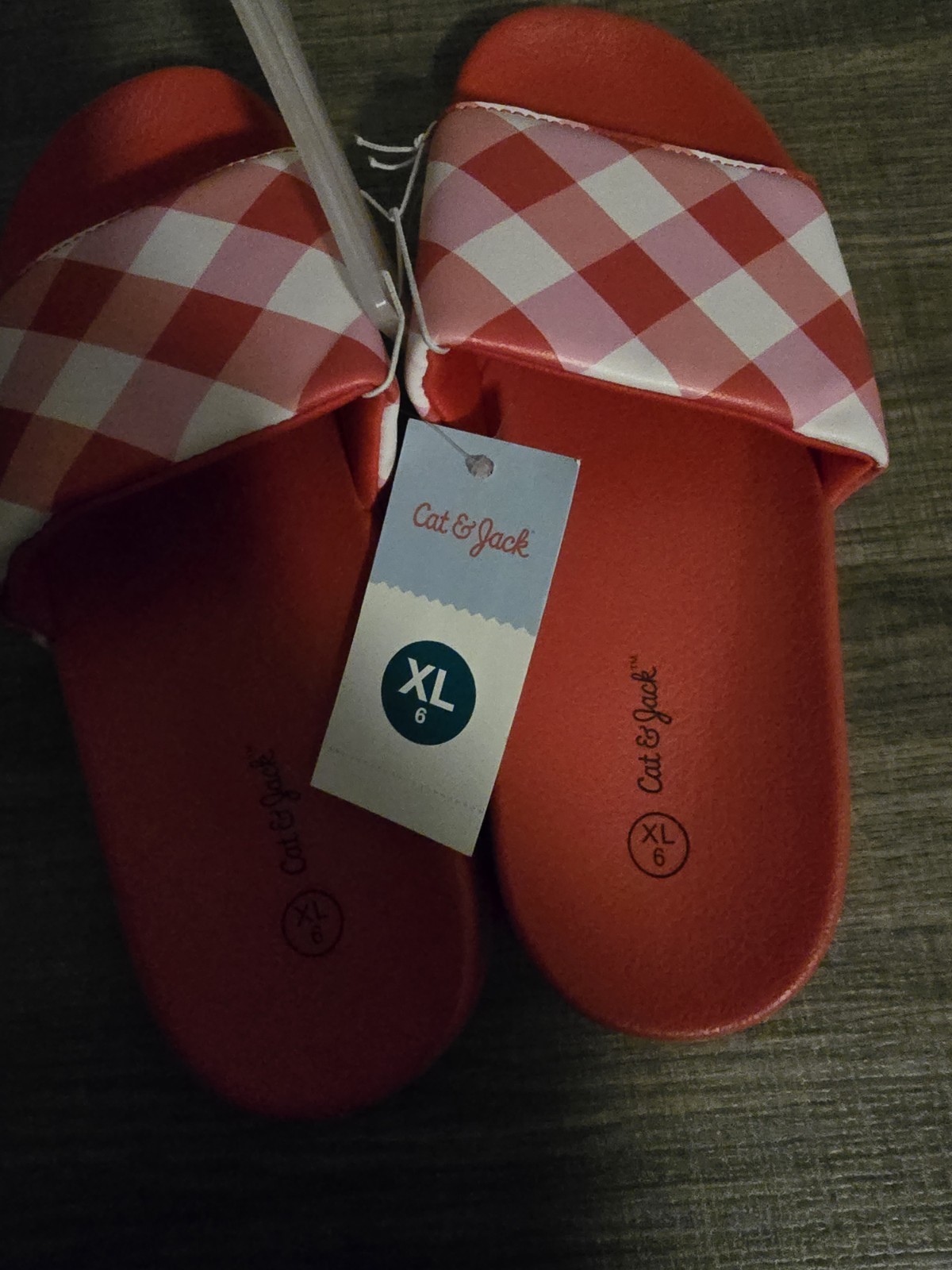 Cat & Jack Women’s Red/White/Pink Slide Sandals Size XL (6)