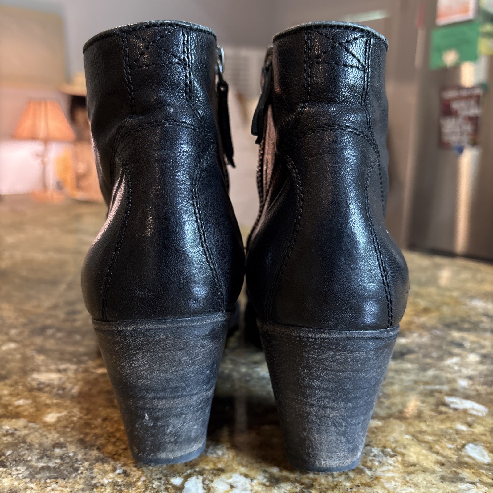 N.D.C. Made by Hand Women Black Leather Heeled Ankle Boots 39 US 9