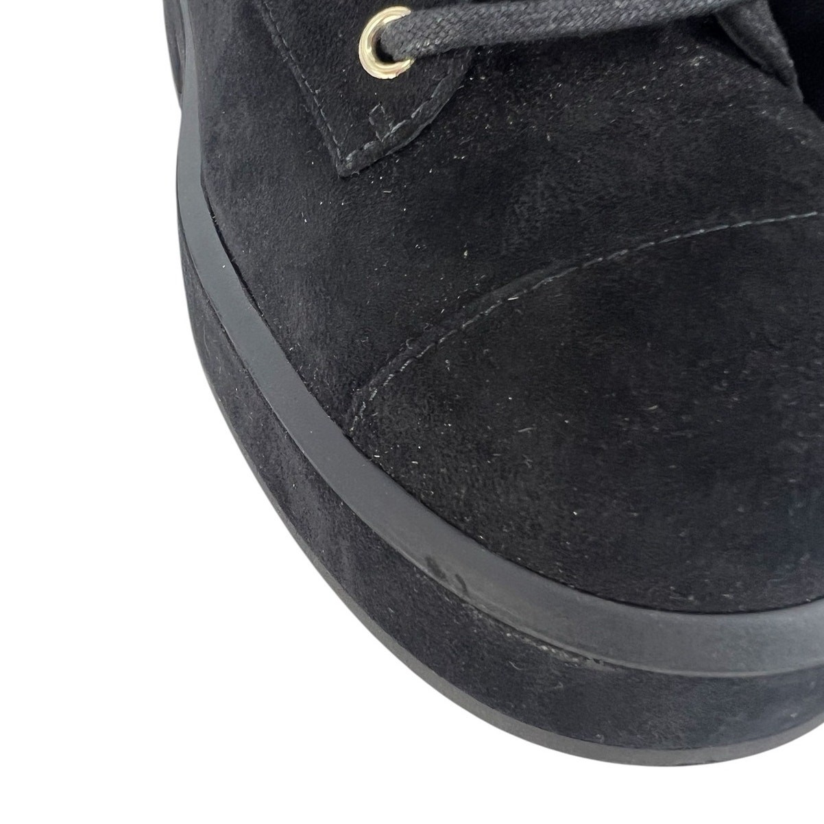 Chanel CC Suede Quilted Lace Up Combat Cap Toe Boots in Black Size 37.5