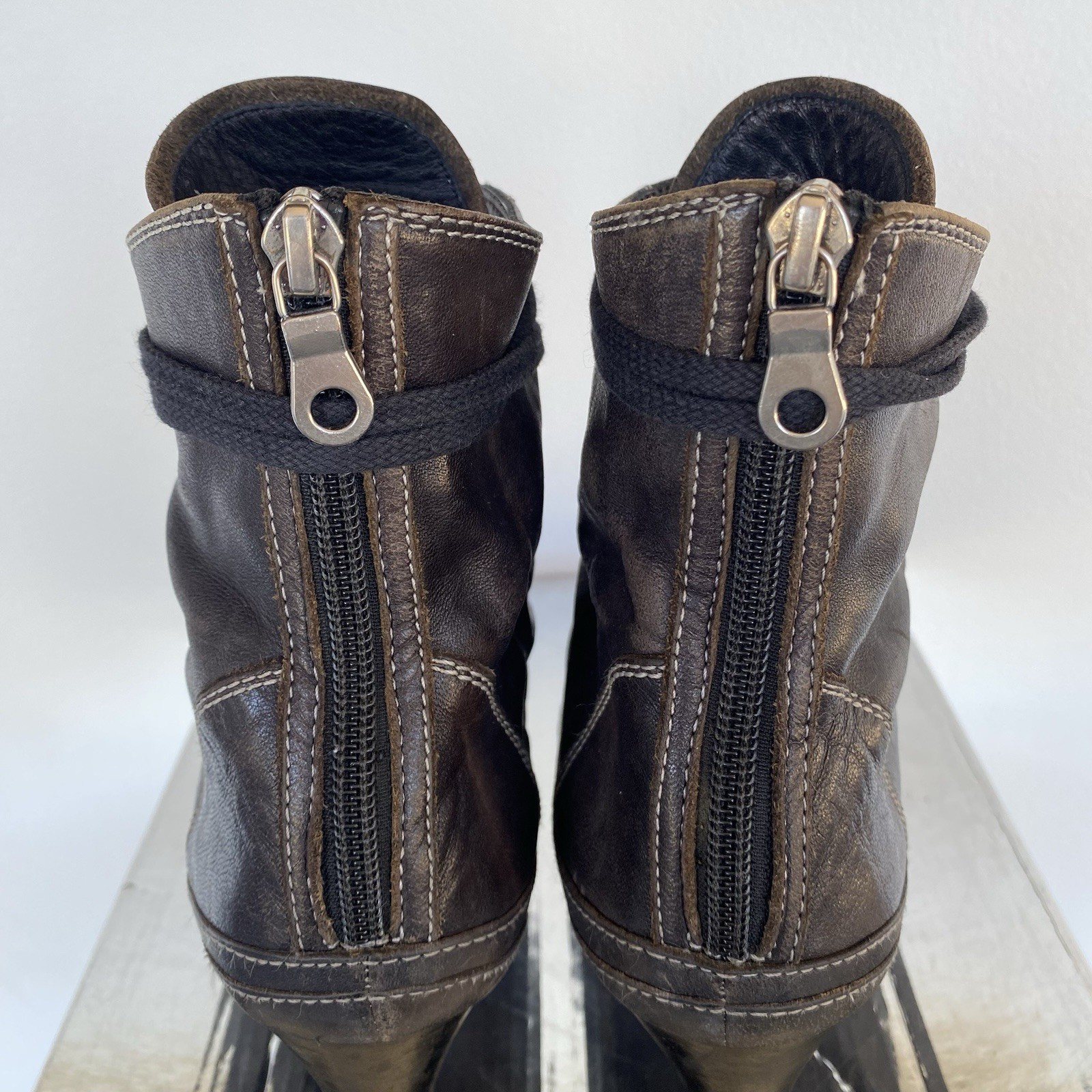 MIHARA YASUHIRO Women’s Leather Heeled Lace-Up Boots 24.0cm US7 UK5.5 EU38 Shoes