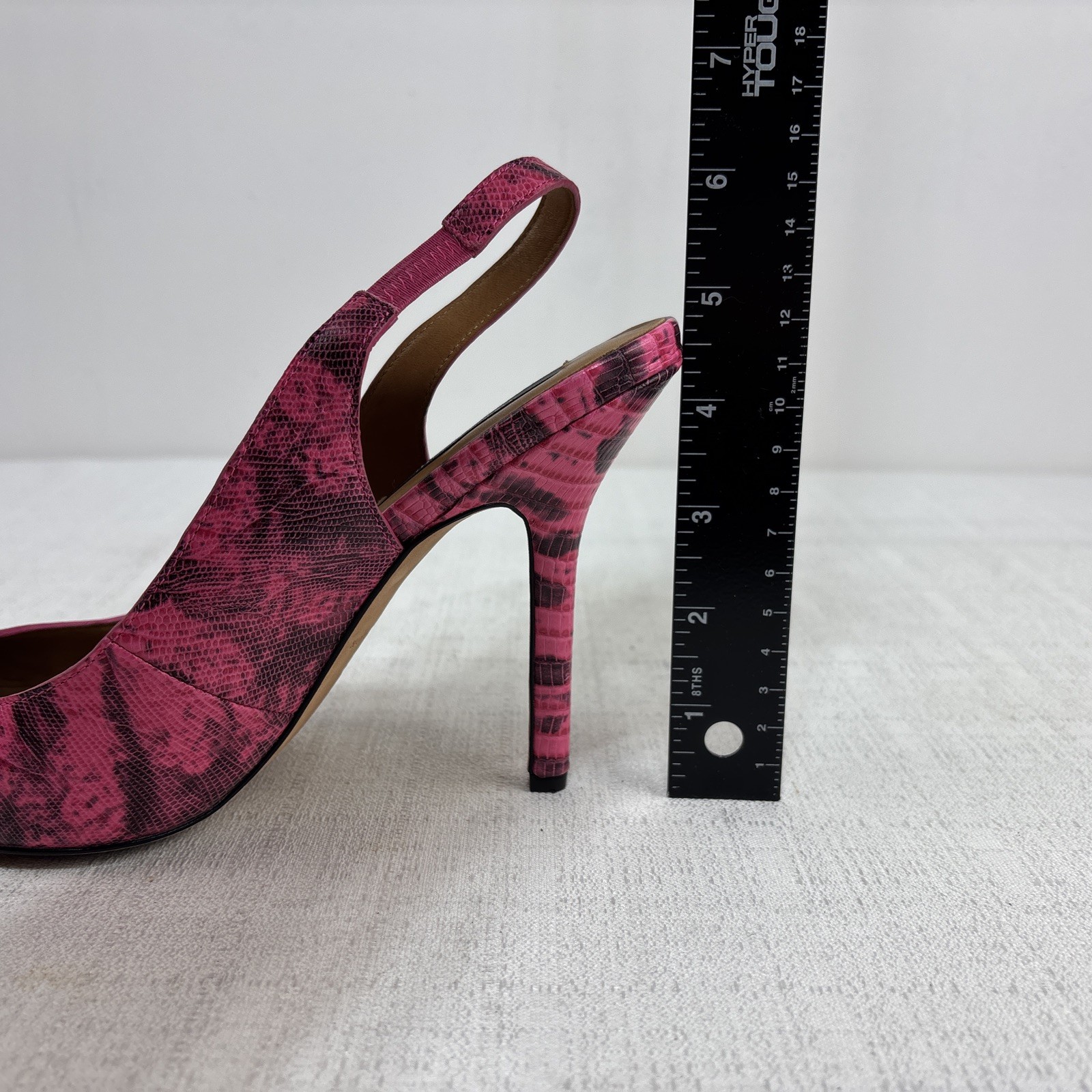 Ann Taylor Pink & Black Snakeskin Print Slingback Pump Leather Size 9