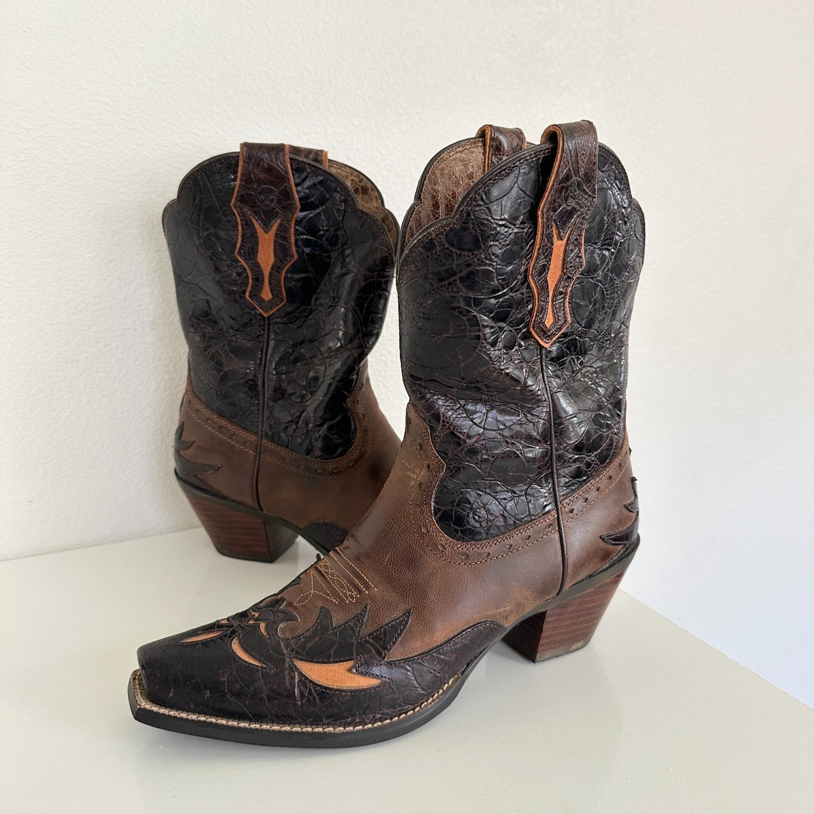 Ariat Dahlia Western Boot Brown Leather ATS Cutter Toe Cowgirl Dancing Womens 9B