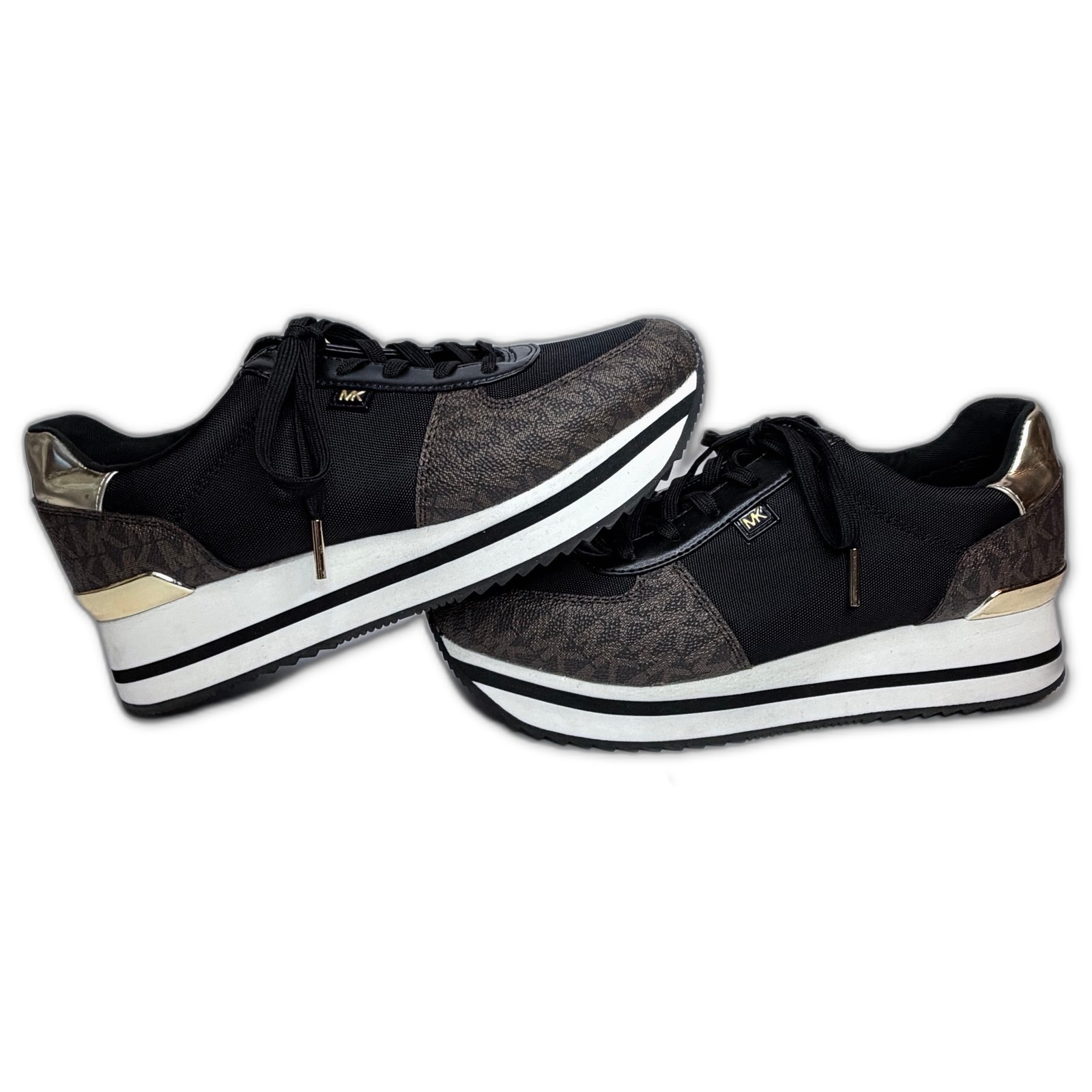 Michael Kors Monique Knit Trainer Running Sneakers Black/Brown Women’s Size 7.5M