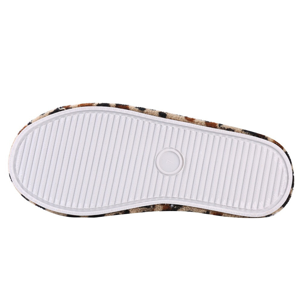 Comfy Warm Leopard Pattern Soft Slippers Open Toe Anti Slip Indoor Shoes 6-10