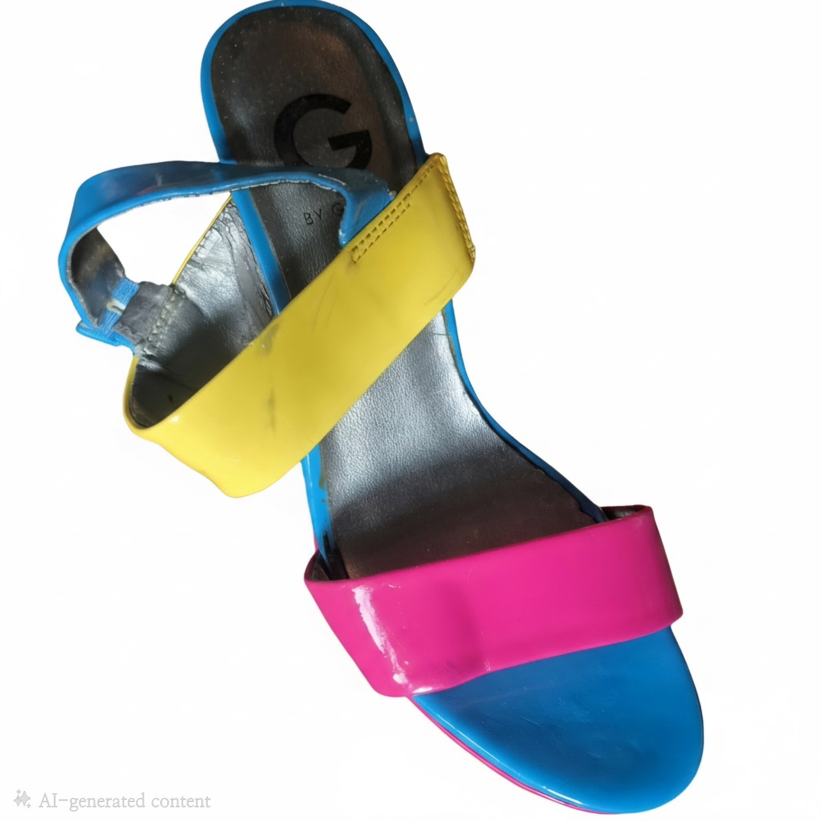 Guess Blue, Yellow, Pink Wedge Heels Size 6.5