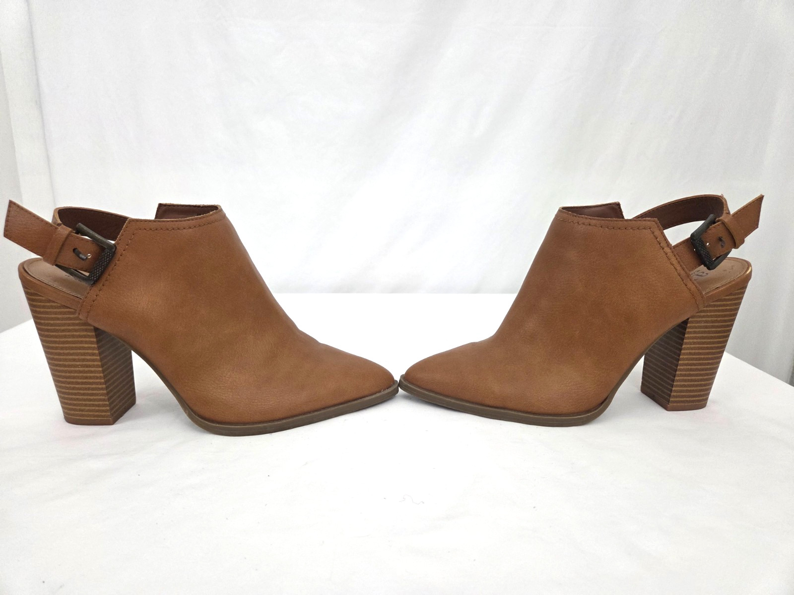 A New Day Women’s Brown Slingback Booties Pointed Toe Block Heel Size 9