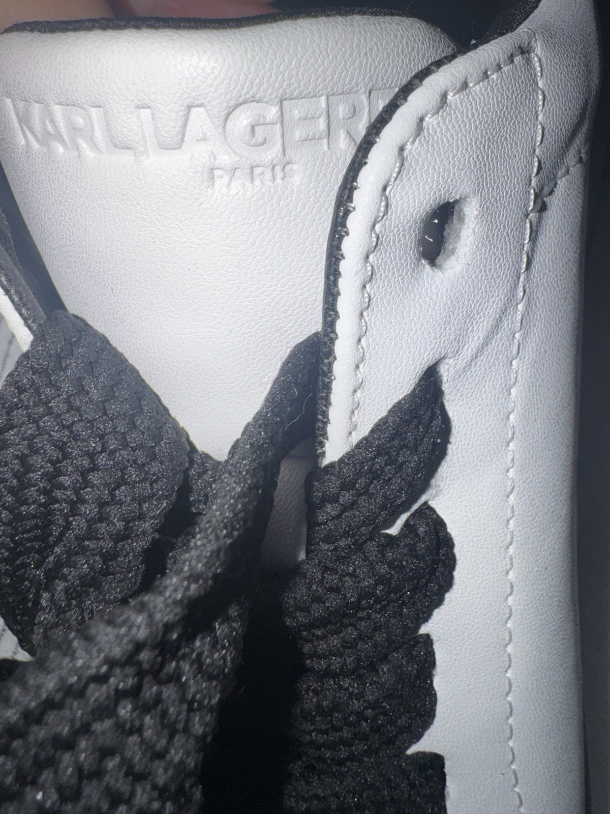 New Karl Lagerfeld Women White/Black Paris Maddish Logo Sneakers,Sz. 7; 8.5 M