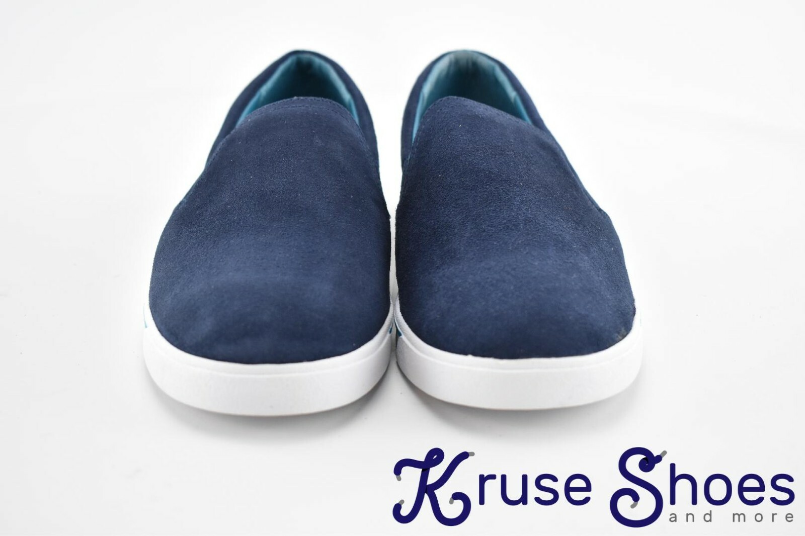 Lands’ End Women’s Canvas Leather Slip-On Sneakers «Deep Sea» Size 7B