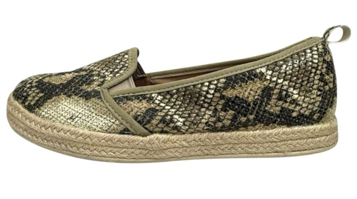 Clarks Azella Theoni Snake Print Slip On Espadrille Loafers Size 8 Boho Coastal