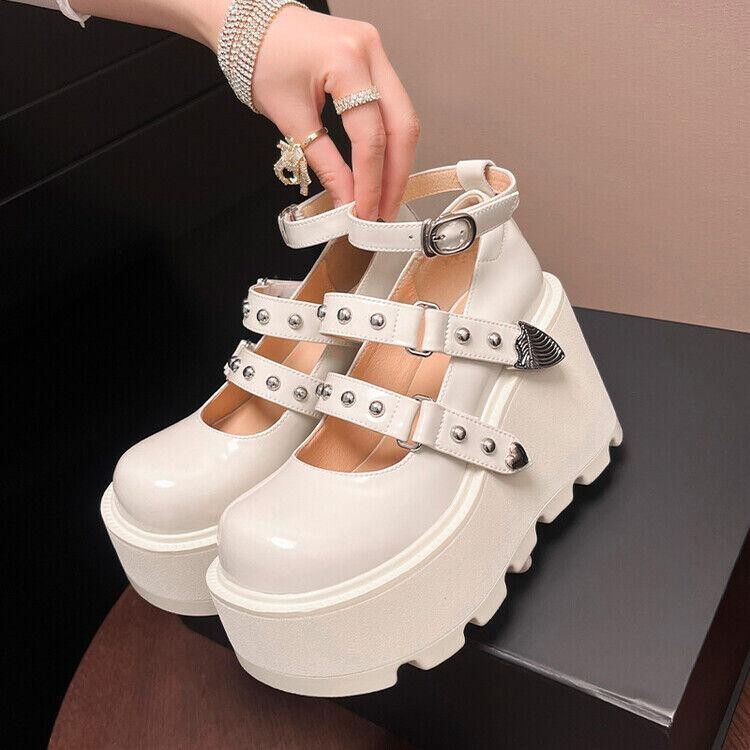 Fashion Women’s Platform High Wedge Heels Shoes Punk Casual Club Dress Mary Jane