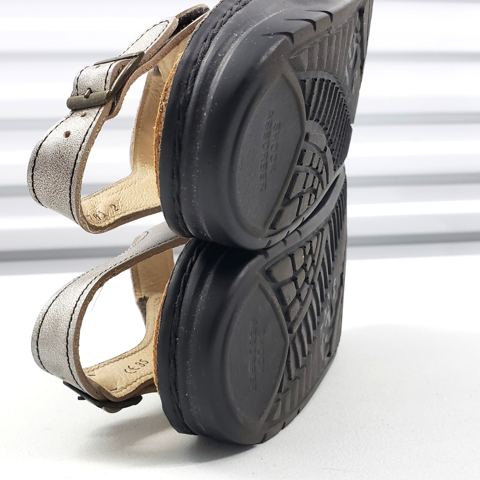 Finn Comfort SAUSALITO EUR 35 US 5 Silver Argento Leather Ankle Strap Sandals