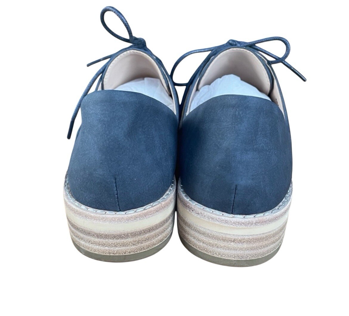 Mercy Made Oxford Shoes Blue (Vegan) Suede Shoes Lace Up Sz 8