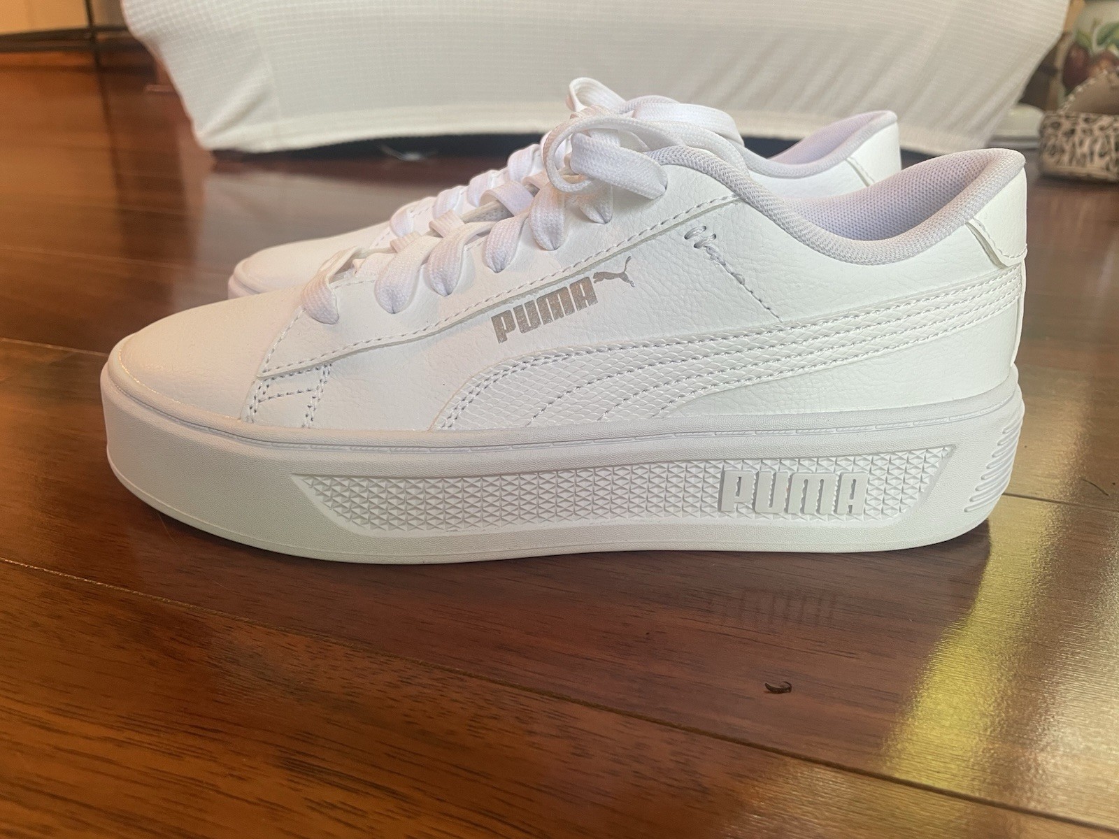 Puma Women’s Size 9 Smash V3 Platform All White Shoes