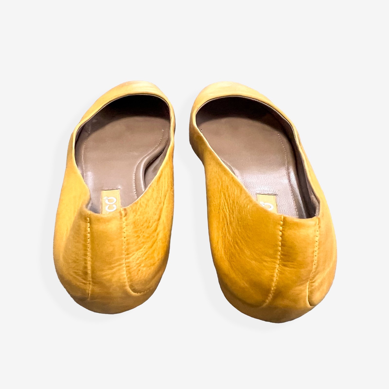 ECCO Anine Ballet Flats Women Size EU 37 (US est 6-6.5) Yellow Leather Round Toe