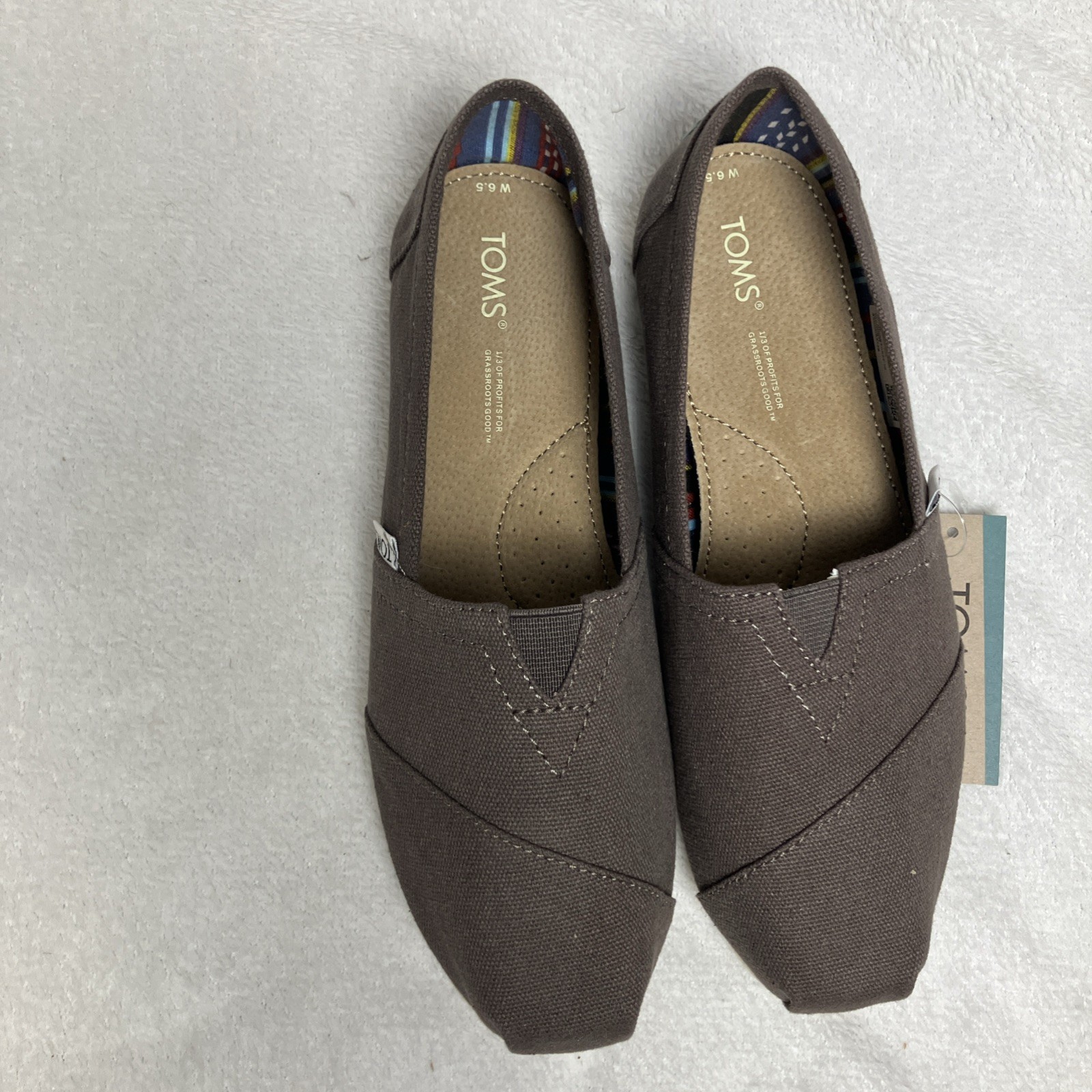 TOMS Alpargata Womens 6.5 Slip-On Shoes Recycled Cotton Canvas Comfort Casual