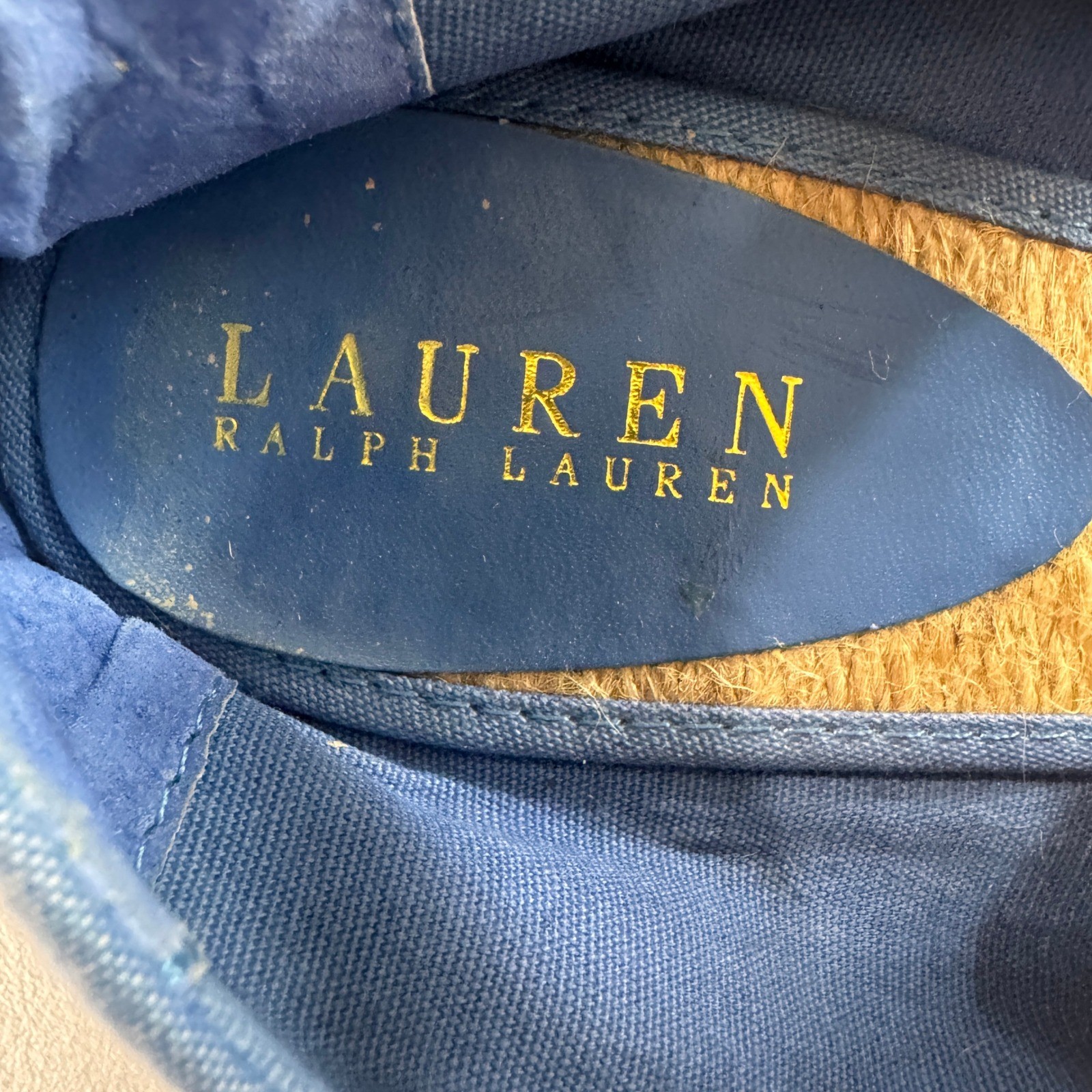Lauren Ralph Lauren Cecilia Wedge Espadrille Womens 8.5B Multi Striped Good Jute