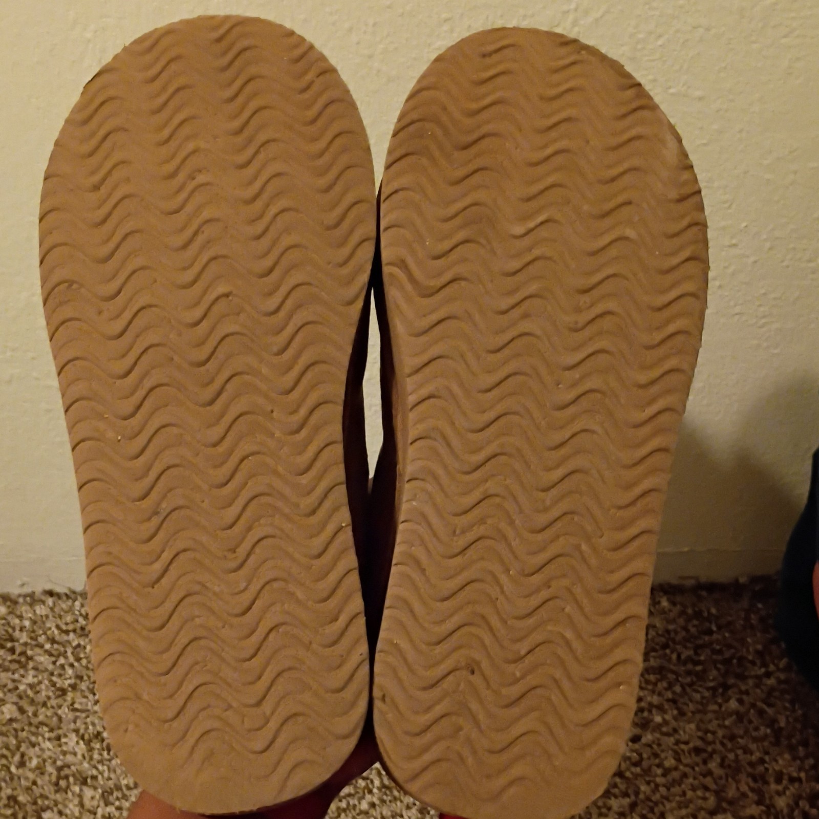 Women’s Brown Suede Slip-On Slippers Faux Fur Lined Fur Trim US 10