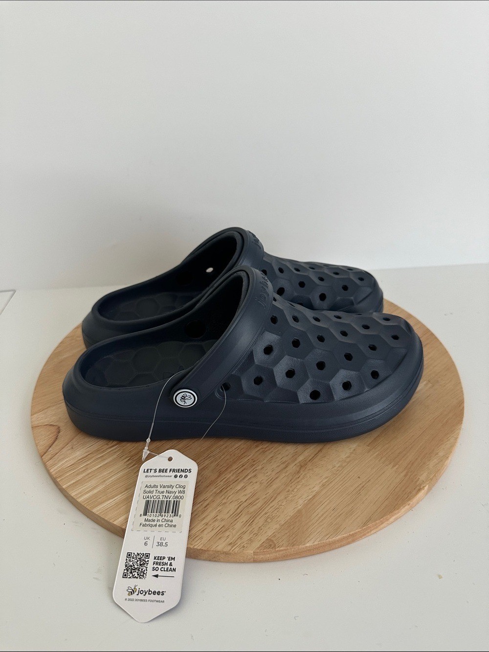 joybees Solid Varsity Lined Womens Round Closed Toe Clogs, Blue Sz 8 a2220