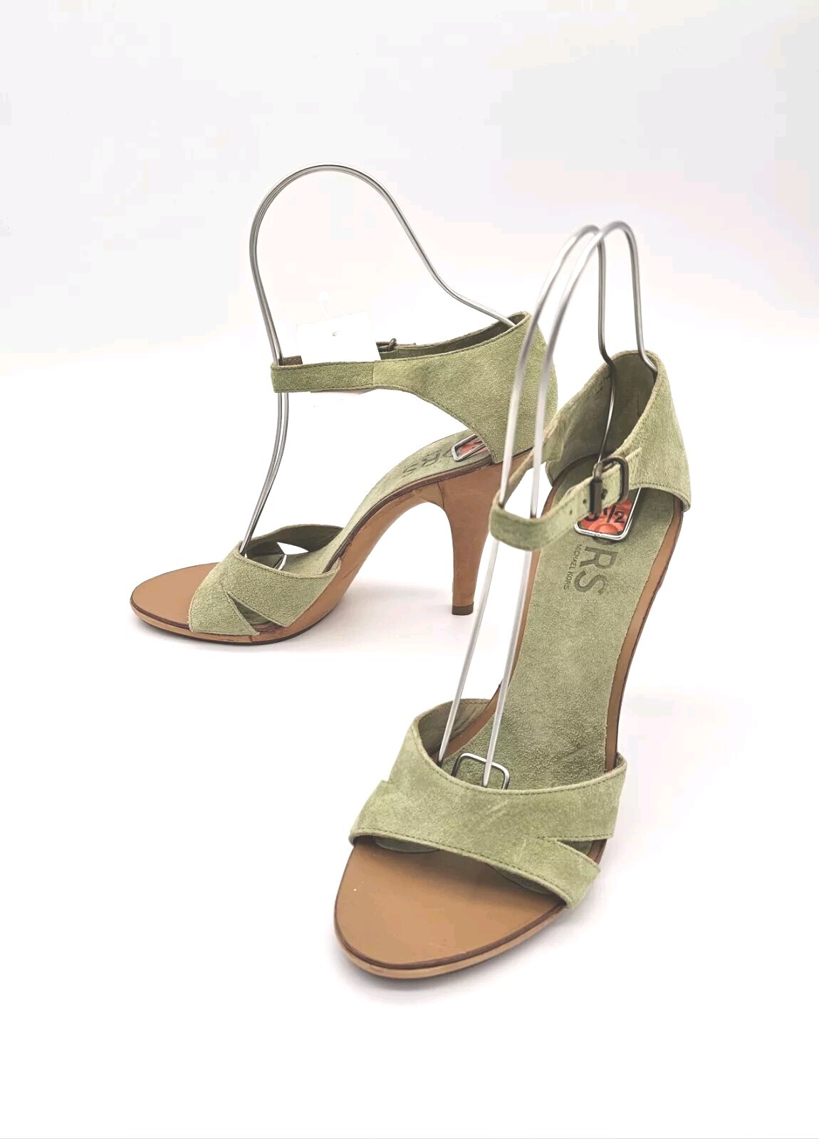 MICHAEL KORS Women’s ALL LEATHER Pear Green Suede Sandal Heels 9.5 Fits 9 NWT 🍐