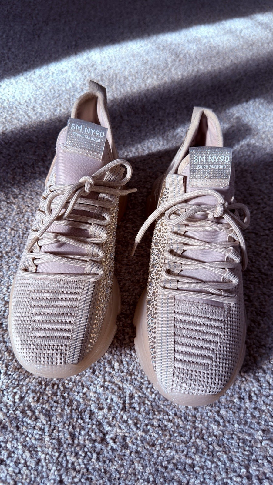 Steve Madden Maxima Blush Rhinestone Chunky Sneakers Womens 9.5 SM NY90 MAX10851