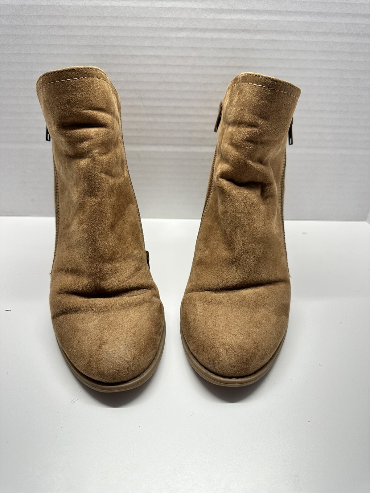 RUFF HEWN Wedge Bootie Womens 9 Camel Tan Vegan Suede Ankle Boot Shoe RH-HOLLEY