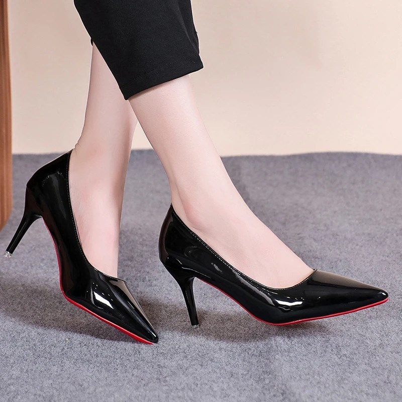 Sexy Red Bottom Women High Heels Classic Ladies Pumps Autumn Leather Dress Heel