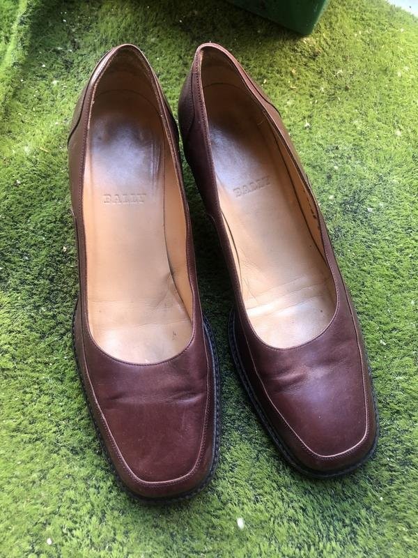 women bally heels brown leather 37.5