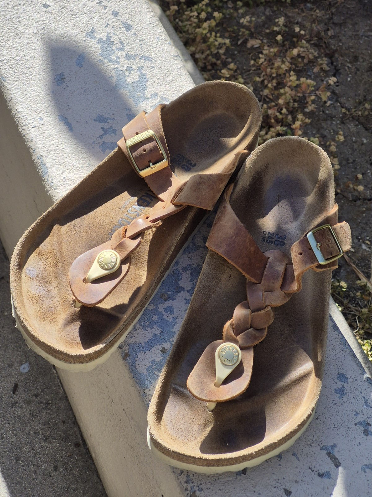 Birkenstock Brown Leather Gizeh Braided Oiled Thong Women’s Sandals 38/8