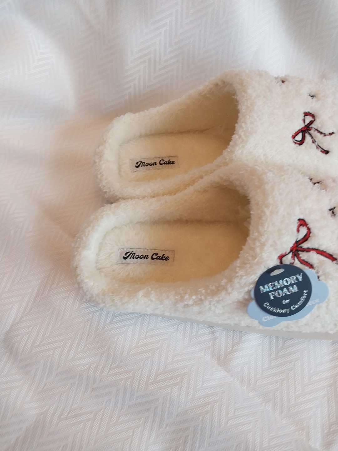 Patriotic USA Slippers Stars Ribbons Red White Blue Moon Cake Women’s 9-10 L NEW