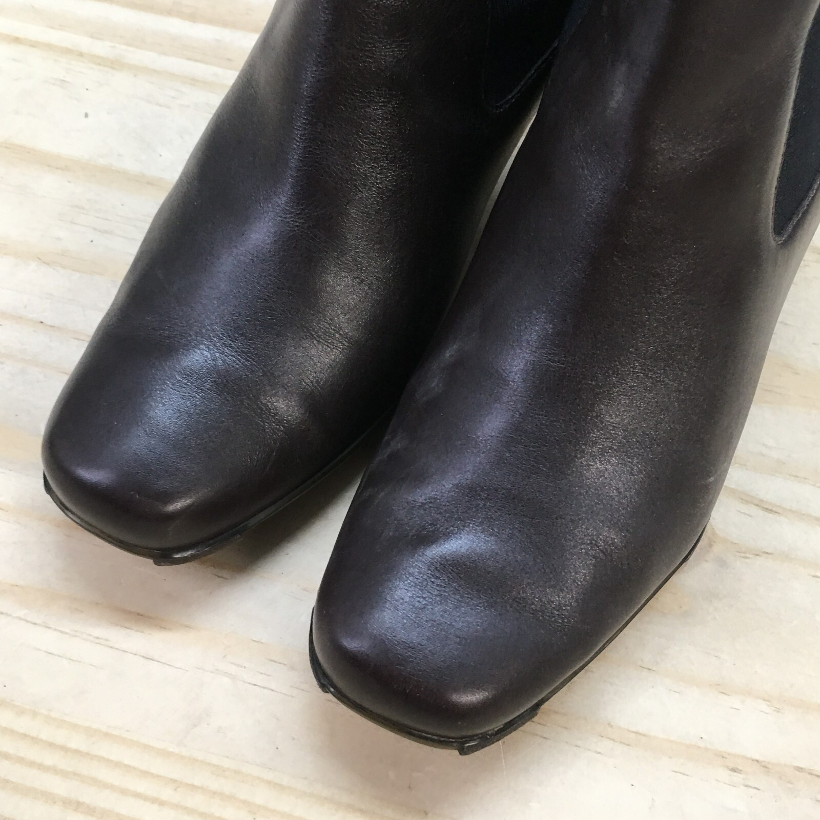 Asgi Boots Womens 6 M Chelsea Ankle Booties Brown Leather Square Toe Heeled
