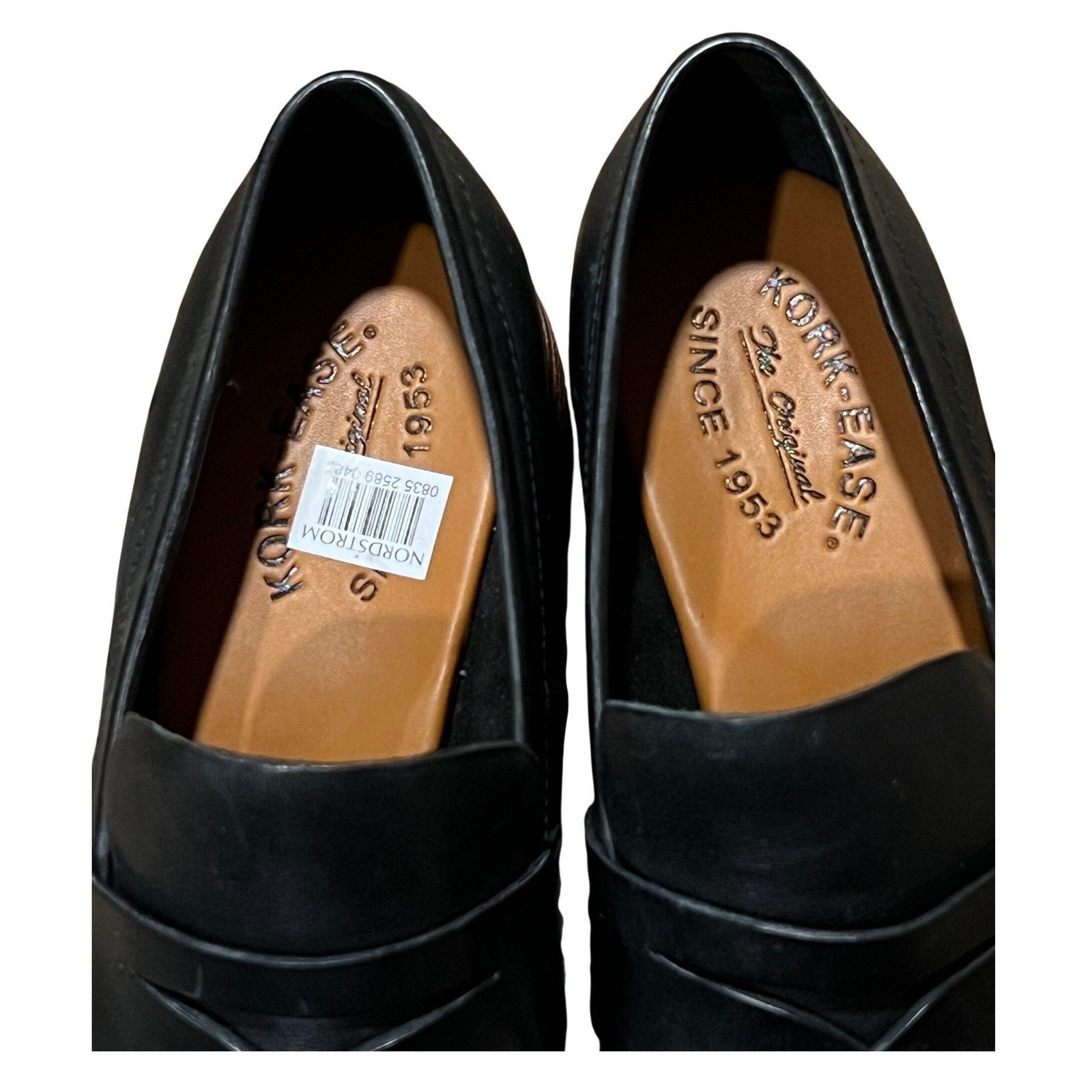 Kork-Ease Black Leather Keegan Penny Loafers Block Heel Womens 8.5