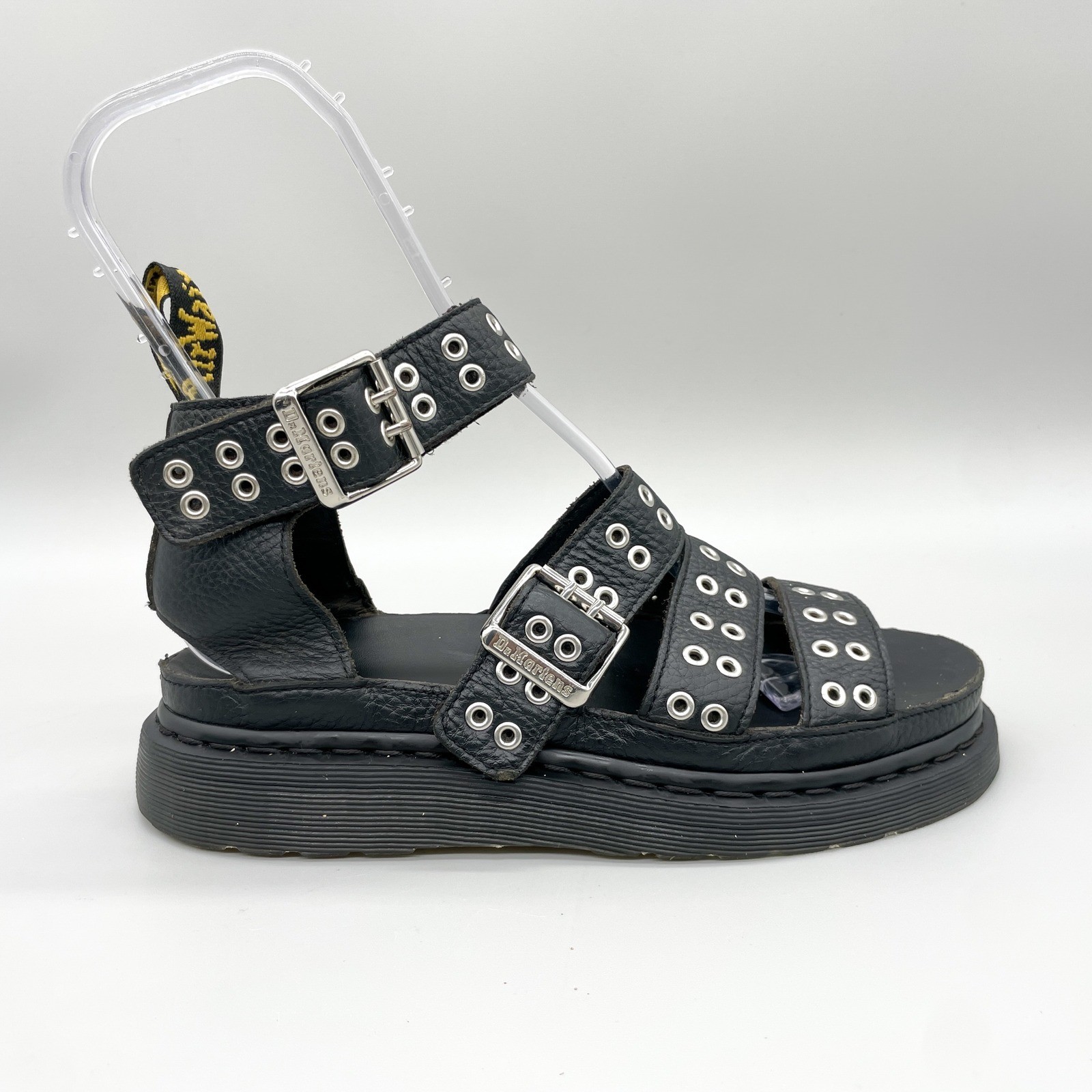 Dr Martens Womens 9 Clarissa Black Leather Platform Sandal Goth Punk Rock Chunky