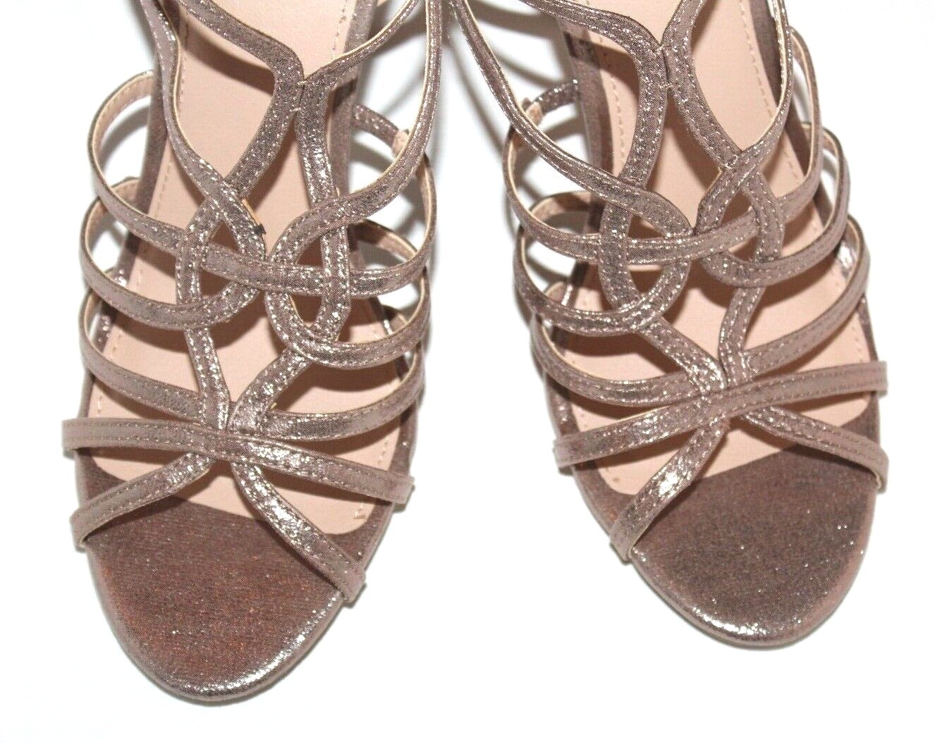 Fioni Women’s LIA Metallic Bronze Strappy Open-Toe Stiletto Sandal Shoes 7-10M
