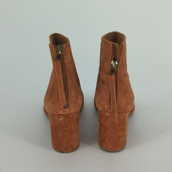 Madewell Suede Block Heel Bootie Tan 10 hipster bohemian classic coastal cowgirl