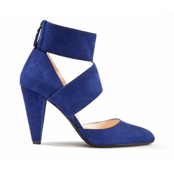 Jill Stuart Anais Blue Suede Ankle Strap Pump 8