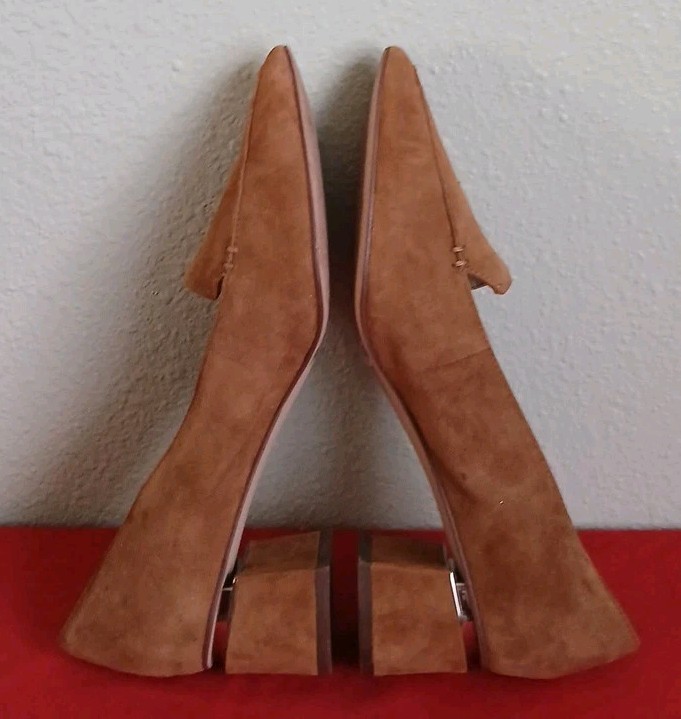 Enzo Angiolini Denna Leather Suede Brown Chunky Pointed Toe Loafer Sz 7½M38