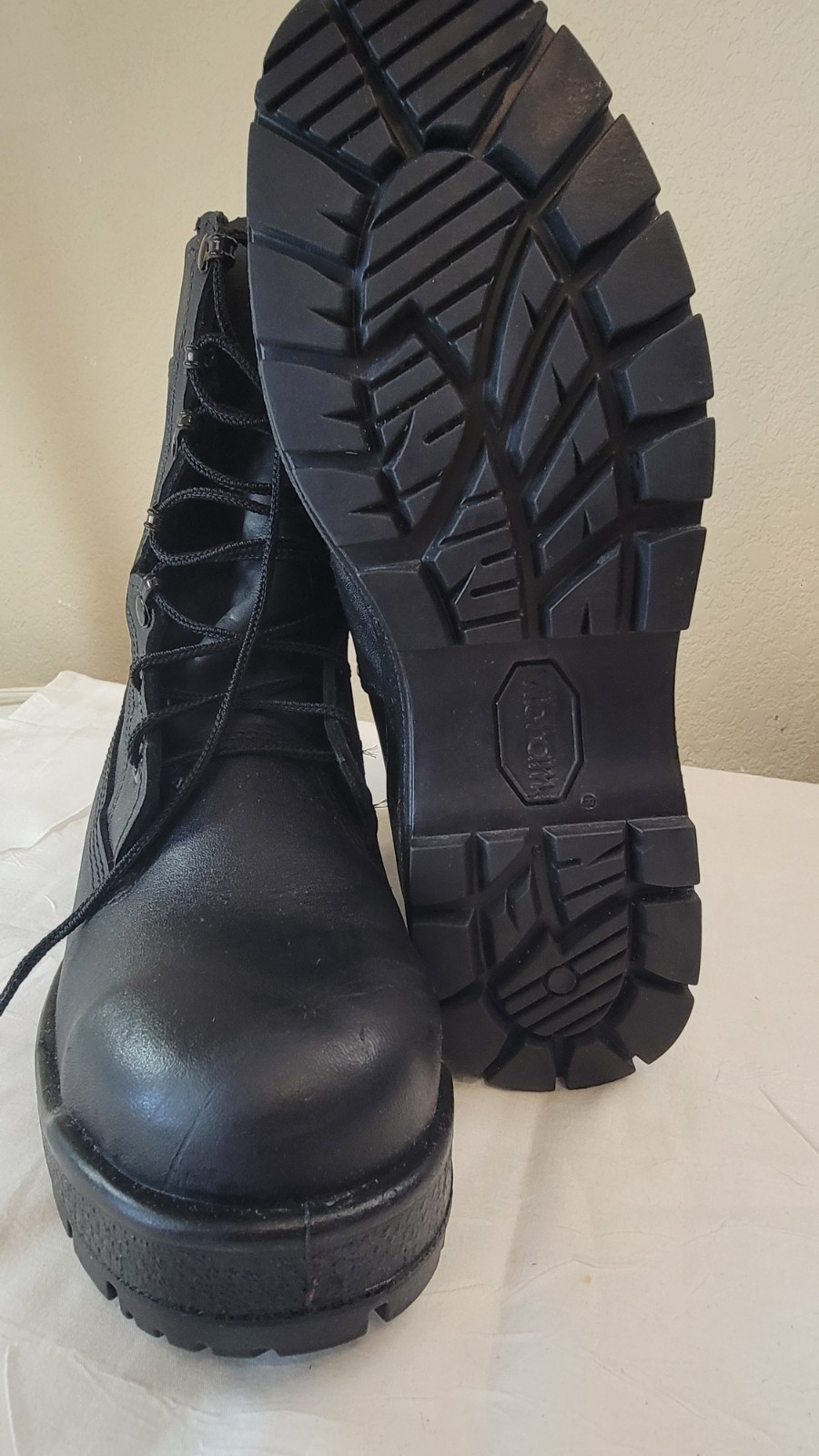 ROCKY 808F Women’s Combat Boots Black Leather Mid-Calf Slip Resistant 7W